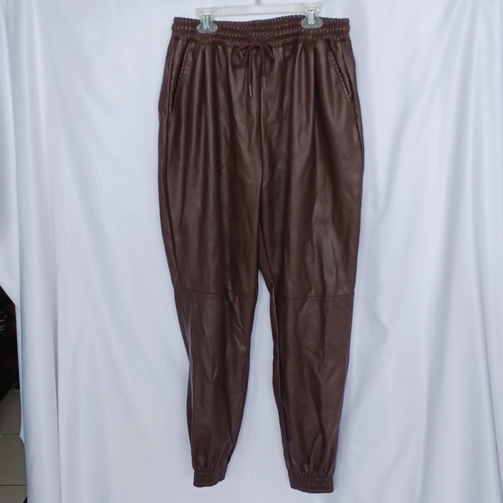 Streetwear Society Faux Leather Joggers, jr sz L, womens sz M